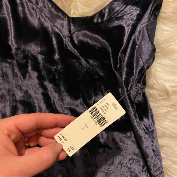 NWT Anthropologie Blue Velvet Dress - Picture 5 of 8